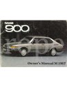 1987 SAAB 900 BETRIEBSANLEITUNG ENGLISCH