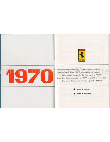 1970 FERRARI SALE & SERVICE ORGANIZATION MANUAL 37/70