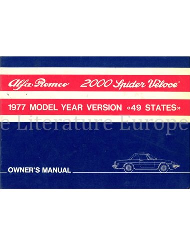 1977 ALFA ROMEO 2000 SPIDER VELOCE INSTRUCTIEBOEKJE ENGELS (USA)