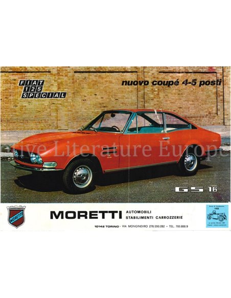 1969 MORETTI FIAT 125 SPECIAL LEAFLET ITALIAANS