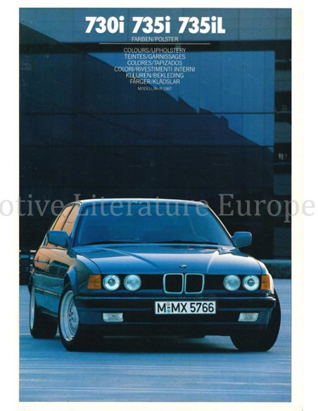 1987 BMW 7 SERIE COLOUR AND UPHOLSTERY BROCHURE