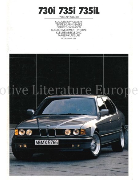 1988 BMW 7 SERIE COLOUR AND UPHOLSTERY BROCHURE