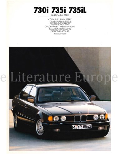 1989 BMW 7 SERIE COLOUR AND UPHOLSTERY BROCHURE