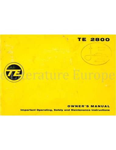 1972 OPEL MANTA TE 2800 INSTRUCTIEBOEKJE ENGELS