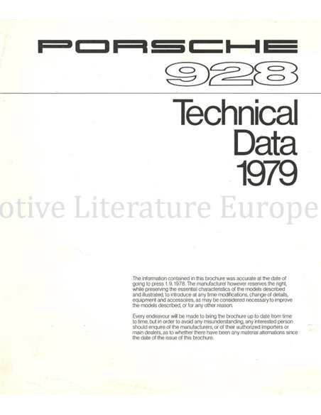1979 PORSCHE 928 PROSPEKT ENGLISCH