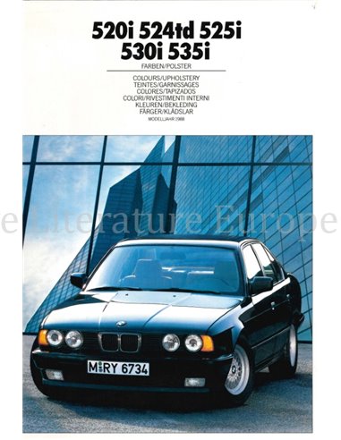 1988 BMW 5ER FARBEN UND POLSTER PROSPEKT
