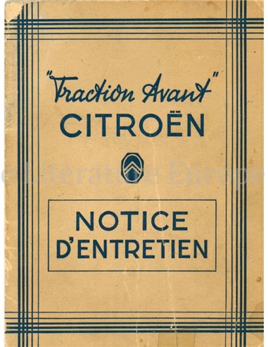 1950 CITROËN TRACTION AVANT OWNERS MANUAL FRENCH
