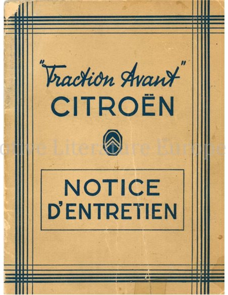 1950 CITROËN TRACTION AVANT BETRIEBSANLEITUNG FRANZÖSISCH