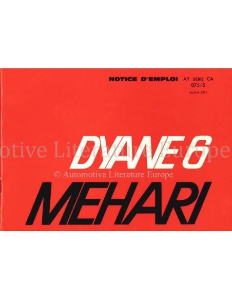 1971 CITROEN DYANE 6 / MEHARI BETRIEBSANLEITUNG FRANZÖSISCH