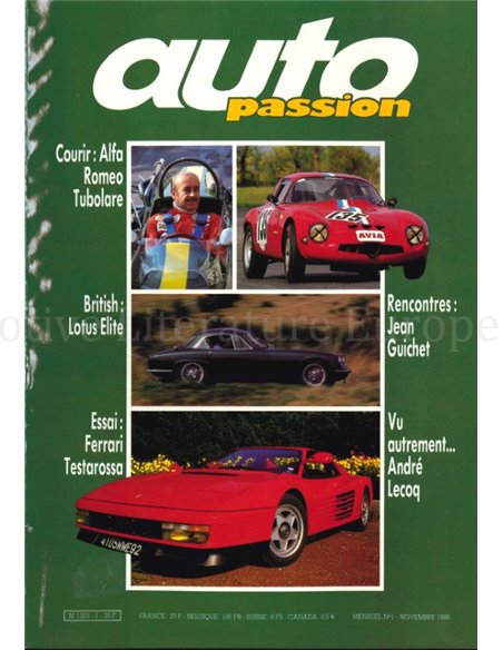 1986 AUTO PASSION ZEITSCHRIFT 1 FRANZÖSISCH