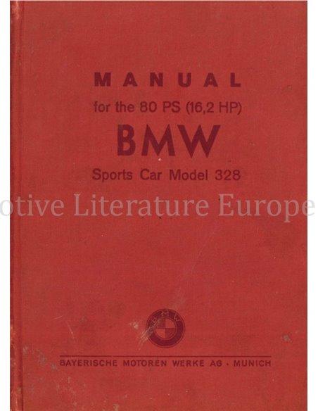1939 BMW 328 OWNERS MANUAL ENGLISH