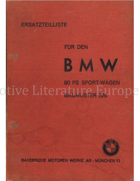 1938 BMW 328 SPORT-WAGEN ERSATZTEILKATALOG DEUTSCH