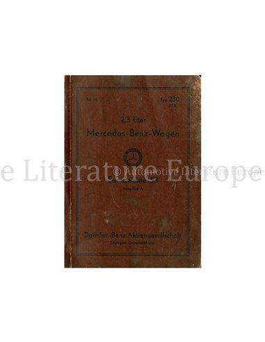 1939 MERCEDES BENZ 2.3 LITER TYPE 230 ERSATZTEILKATALOG