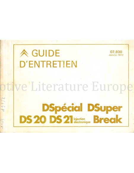 1972 CITROEN D / DS CLUB GARANTIE & WARTUNG HANDBUCH NIEDERLÄNDISCH