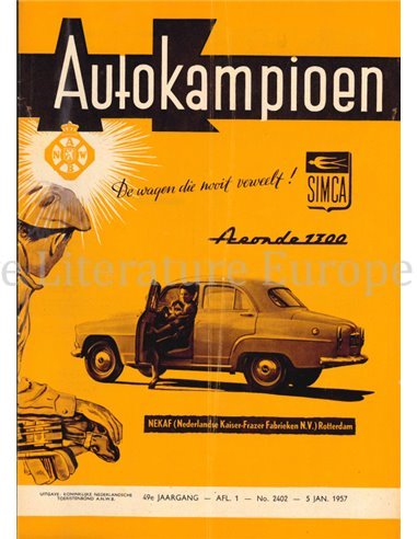 1957 AUTOKAMPIOEN MAGAZIN 1 NIEDERLÄNDISCH