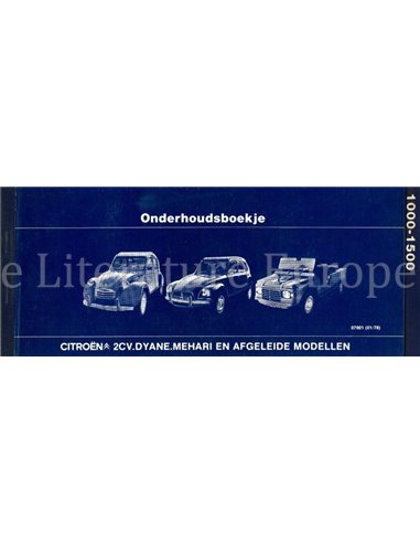 1978 CITROËN 2CV - DYANE - MEHARI GARANTIE & WARTUNG HANDBUCH NIEDERLÄNDISCH