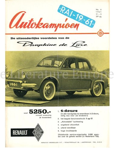 1961 AUTOKAMPIOEN MAGAZIN 06 NIEDERLÄNDISCH