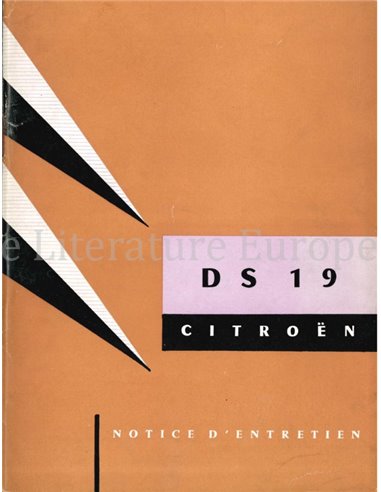 1959 CITROEN DS 19 OWNERS MANUAL FRENCH