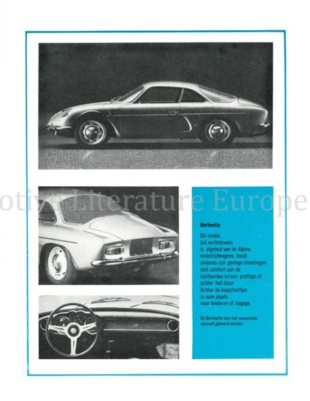 1964 ALPINE PORTFOLIO BROCHURE DUTCH