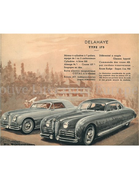 1948 DELAHAYE PROGRAMMA BROCHURE FRANS