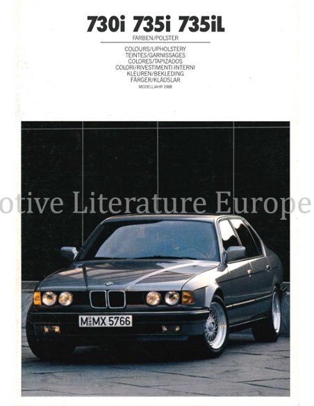 1988 BMW 7 SERIE KLEUREN EN BEKLEDING BROCHURE