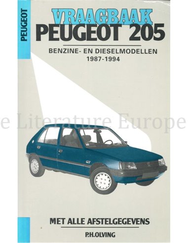1987 - 1994 PEUGEOT 205 BENZINE DIESEL VRAAGBAAK NEDERLANDS