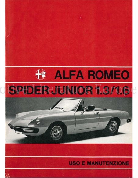 1972 ALFA ROMEO SPIDER 1300 1600 JUNIOR INSTRUCTIEBOEKJE ITALIAANS