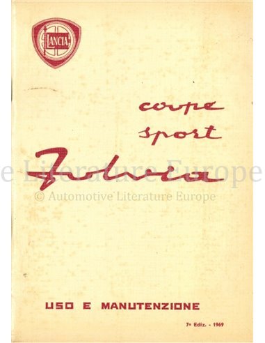 1969 LANCIA FULVIA COUPE / SPORT INSTRUCTIEBOEKJE ITALIAANS