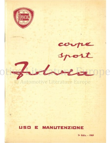 1969 LANCIA FULVIA COUPE / SPORT OWNERS MANUAL ITALIAN