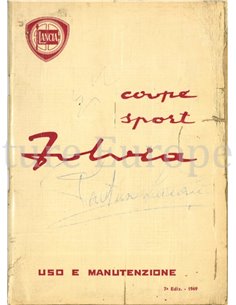 1969 LANCIA FULVIA COUPE / SPORT OWNERS MANUAL ITALIAN