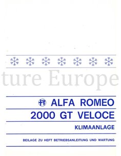 1972 ALFA ROMEO GT 2000 GT VELOCE AIR CONDITIONING OWNERS MANUAL GERMAN
