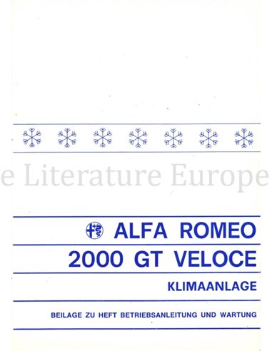 1972 ALFA ROMEO 2000 GT VELOCE KLIMAANLAGE ZUSATZ BETRIEBSANLEITUNG DEUTSCH