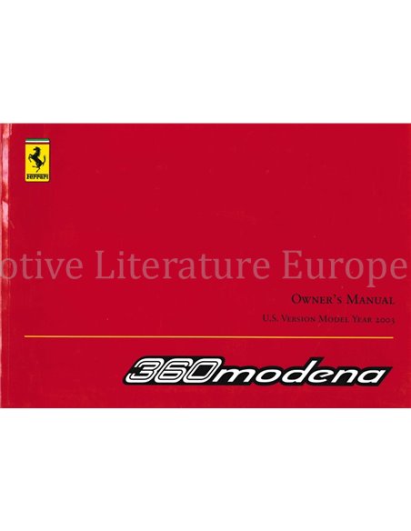 2003 FERRARI 360 MODENA OWNERS MANUAL U.S. VERSION