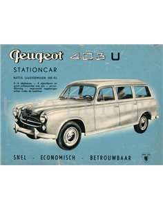 195? PEUGEOT 403 U  BROCHURE NEDERLANDS