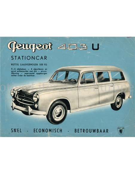 195? PEUGEOT 403 U BROCHURE DUTCH