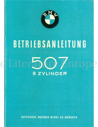 1958 BMW 507 COUPE CONVERTIBLE V8 OWNERS MANUAL GERMAN