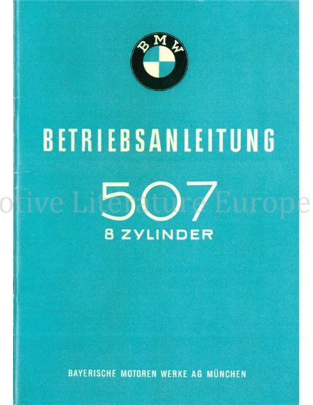 1958 BMW 507 COUPE CABRIOLET V8 BETRIEBSANLEITUNG DEUTSCH