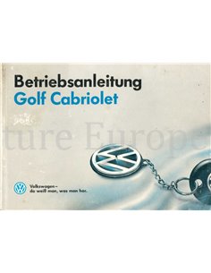 1991 VOLKSWAGEN GOLF CABRIOLET BETRIEBSANLEITUNG DEUTSCH