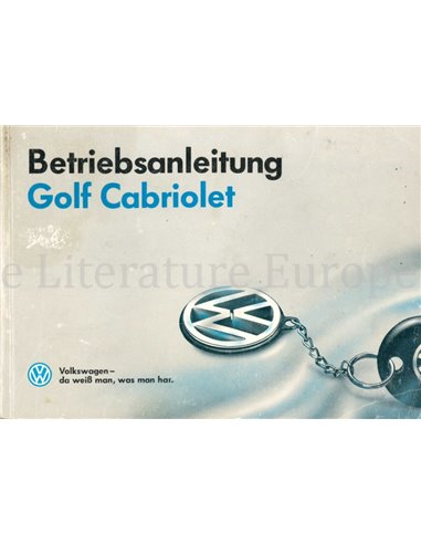 1991 VOLKSWAGEN GOLF CABRIOLET INSTRUCTIEBOEKJE DUITS