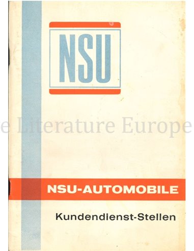 1968 NSU KUNDENDIENST-STELLEN HANDBUCH