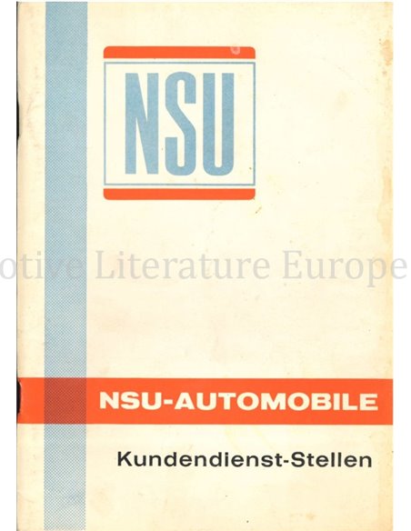 1968 NSU DEALER- EN SERVICE NETWERK HANDLEIDING