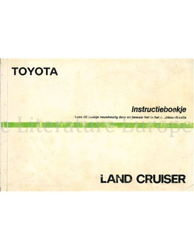 1988 TOYOTA LANDCRUISER BETRIEBSANLEITUNG NIEDERLÄNDISCH