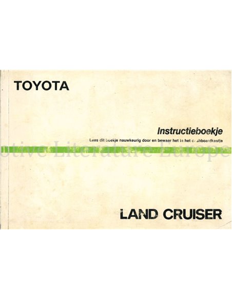 1988 TOYOTA LANDCRUISER BETRIEBSANLEITUNG NIEDERLÄNDISCH