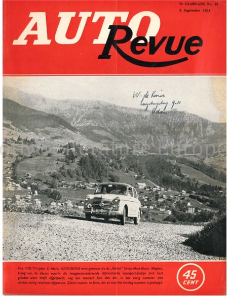 1954 AUTO REVUE MAGAZINE 18 NEDERLANDS