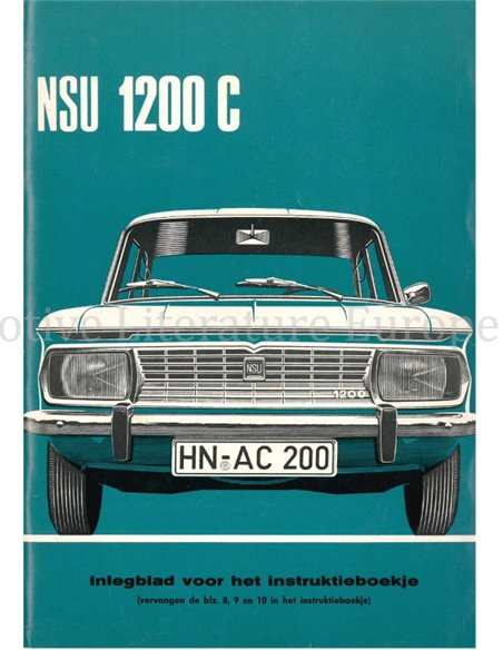 1971 NSU 1200 C BETRIEBSANLEITUNG NIEDERLÄNDISCH