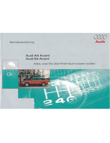 1999 AUDI A4  / S4 AVANT BETRIEBSANLEITUNG DEUTSCH