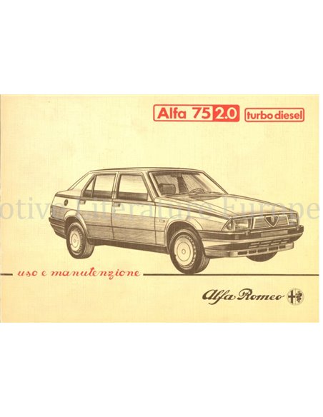 1986 ALFA ROMEO 75 TURBO DIESEL INSTRUCTIEBOEKJE ITALIAANS