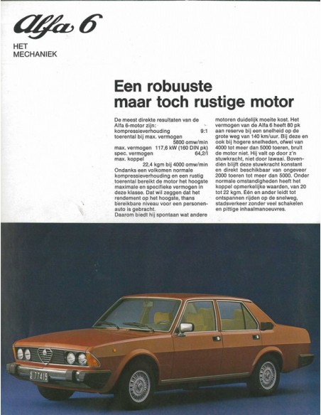 1979 ALFA ROMEO ALFA 6 BROCHURE NEDERLANDS