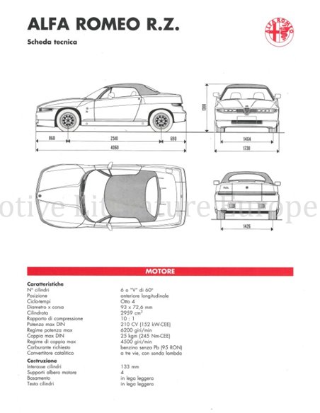 1992 ALFA ROMEO RZ PRESSEMAPPE ITALIENISCH