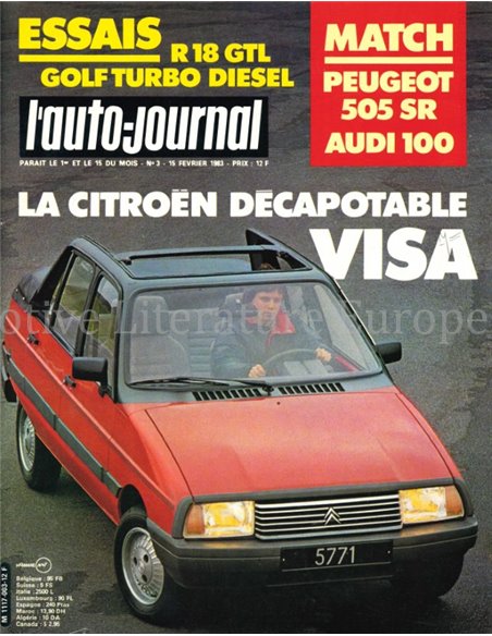 1983 L'AUTO-JOURNAL MAGAZIN 3 FRANZÖSISCH